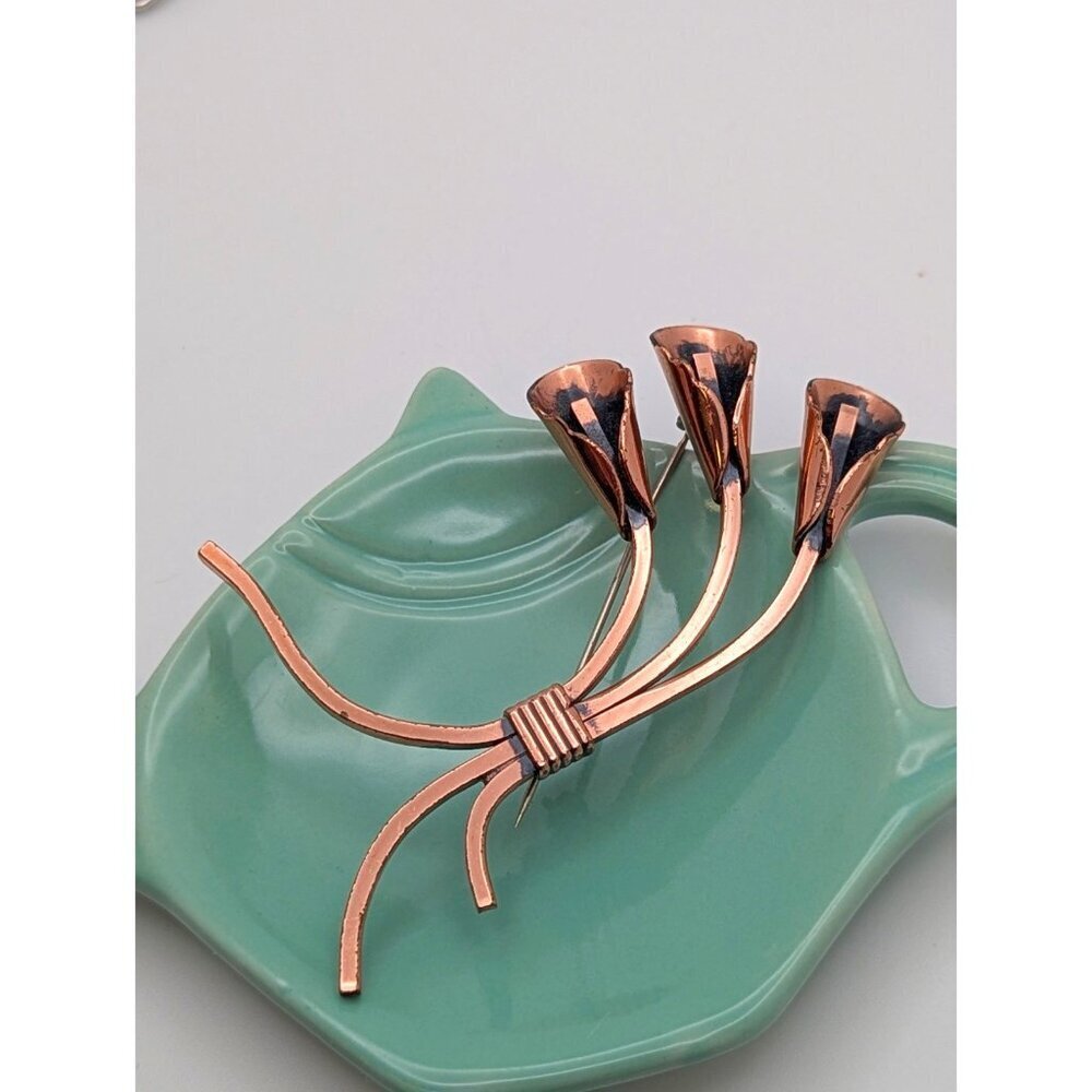 Vintage Brooch Cooper Calla Lily Pin Art  Modernist